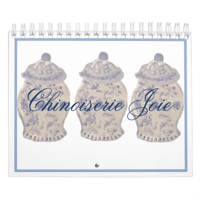 Blue Chinoiserie Hand målade Ginger Burk Burk Kalender (Omslag)