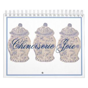 Blue Chinoiserie Hand målade Ginger Burk Burk Kalender