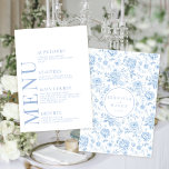 Blue chinoiserie porcelain blommigt bröllop-menyn tilläggskort<br><div class="desc">Förbättra din tidlösa blå porslinje Chinoiserie inspirerade bröllop firande med ett menykort för elegant. Den här förfinade designen, som visar ett känsligt mönster av vitt och ljust blåa blommor, kompletteras med en personlig pekande, dvs. ett monogram av brud och groom på baksidan, som skapar ett minnesvärt och utmärkande inslag för...</div>