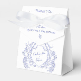 Blue Chinoiserie Save the Date Gift Märkres Favor Presentaskar