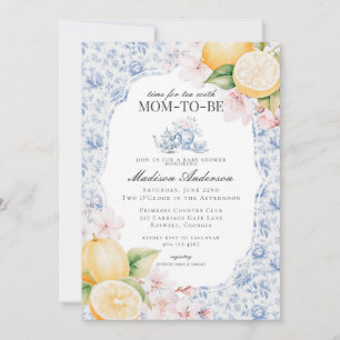 Blue Chinoiserie Tea Party Baby Shower Inbjudningar