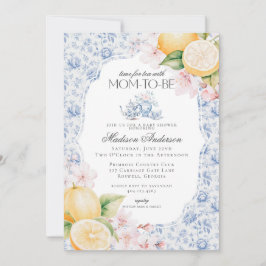 Blue Chinoiserie Tea Party Baby Shower Toile Inbjudningar