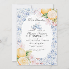Blue Chinoiserie Tea Party Birthday Toile Inbjudningar