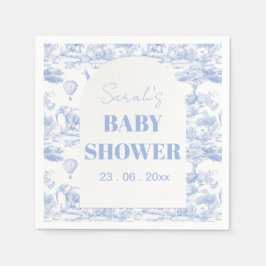 Blue Chinoiserie Toile de Jouy Baby Shower Pappersservett