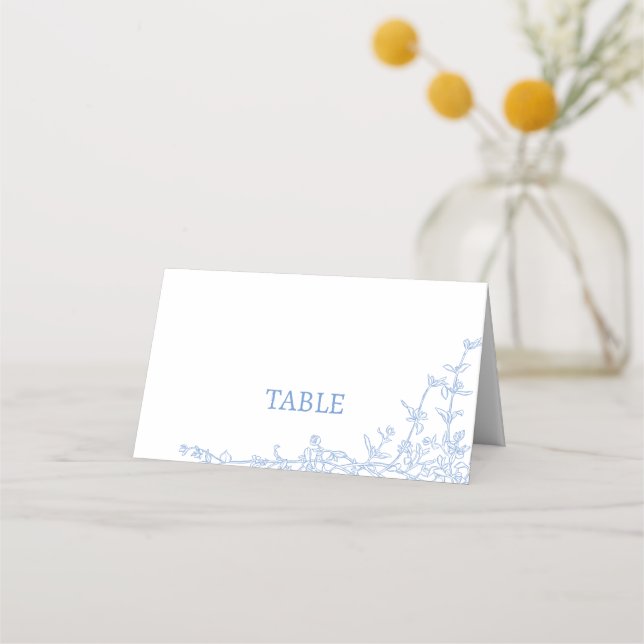 Blue Chinoiserie Toile de Jouy Bord Seating Placeringskort (Framsida)