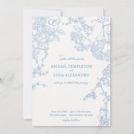 Blue Chinoiserie Toile de Jouy bröllopsinbjudan Inbjudningar