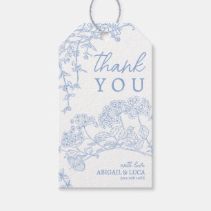 Blue Chinoiserie Toile de Jouy Bröllopsprogram Presentetikett