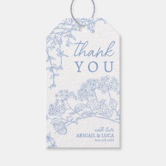 Blue Chinoiserie Toile de Jouy Bröllopsprogram Presentetikett