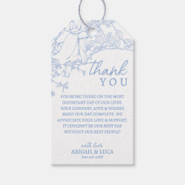 Blue Chinoiserie Toile de Jouy Bröllopsprogram Presentetikett