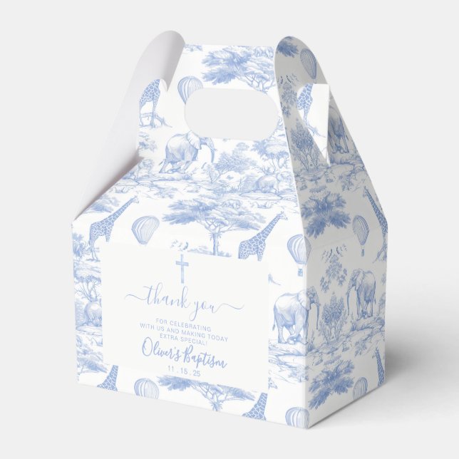 Blue Chinoiserie Toile de Jouy thanks Baby Shower  Presentaskar (Framsidan Sidan)
