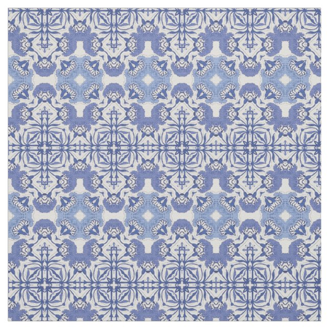 Blue chinoiserie-vågrät upprepade mönster tyg (Provkarta)