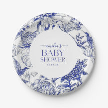 Blue Chinoiserie Victorian Blommigt babydusch