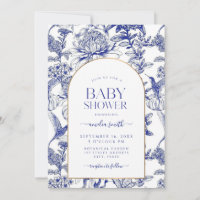 Blue Chinoiserie Victorian Blommigt babydusch