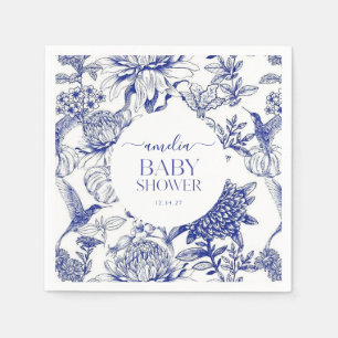 Blue Chinoiserie Victorian Blommigt babydusch Pappersservett