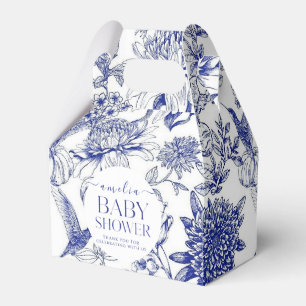 Blue Chinoiserie Victorian Blommigt babydusch Presentaskar
