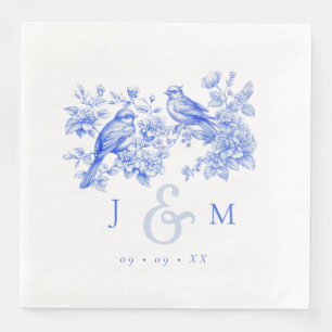Blue Chinoiserie Vintage Love birds Bröllop Pappersservett