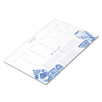 Blue Chinoiserie Weekly Planner Notepad Anteckningsblock