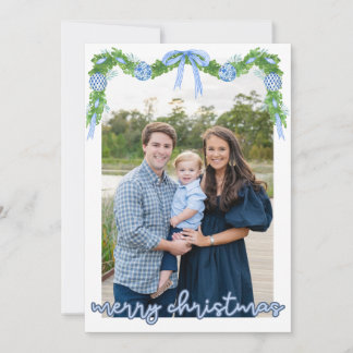 Blue Chinoserie Ornament Blue Banner Card Tack Kort