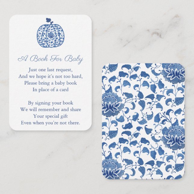 Blue Chinoserie Pumpkin tar med sig Bok för babysk Tilläggskort (Fram/baksida)