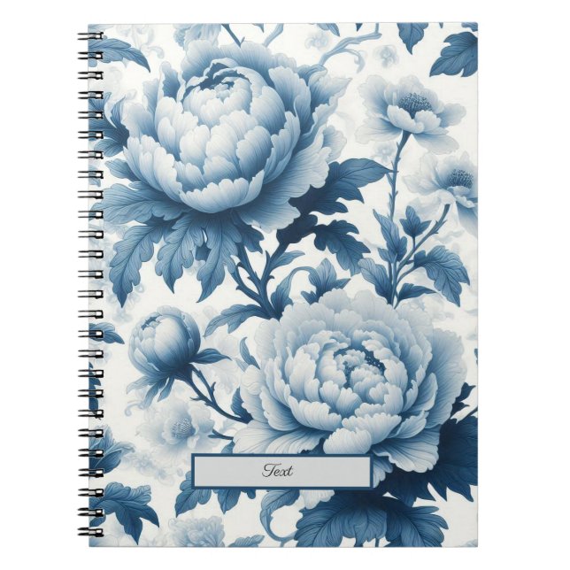 Blue Chinoserie Vild Flowers Anteckningsbok (Framsidan)