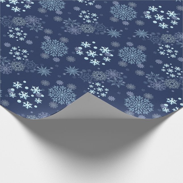 Blue Christmas Elegant Snowflake Pattern Presentpapper (Hörn)