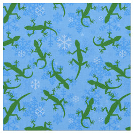 Blue christmas geckos reptile snöflingor tyg