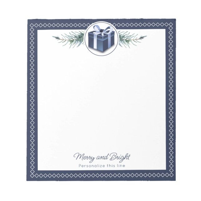Blue Christmas Gift Personalized Anteckningsblock (Framsida)
