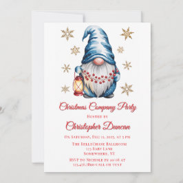 Blue Christmas Gnome Company Party Inbjudningar