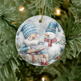 Blue Christmas Gnome Julgransprydnad Keramik