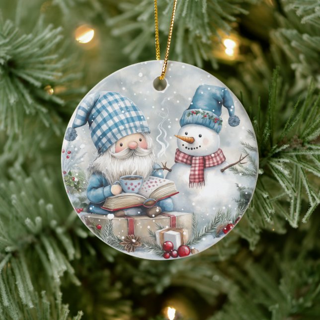 Blue Christmas Gnome  Julgransprydnad Keramik (Träd)