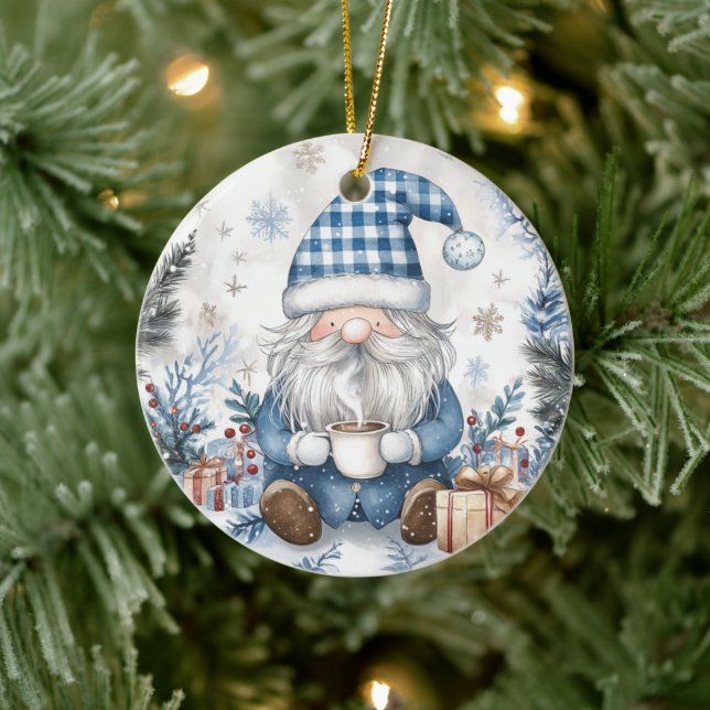 Blue Christmas Gnome  Julgransprydnad Keramik (Träd)