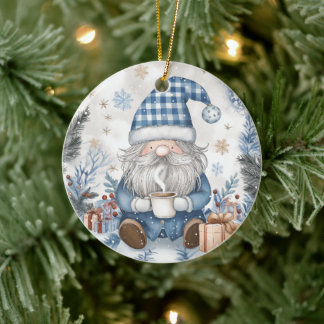 Blue Christmas Gnome Julgransprydnad Keramik
