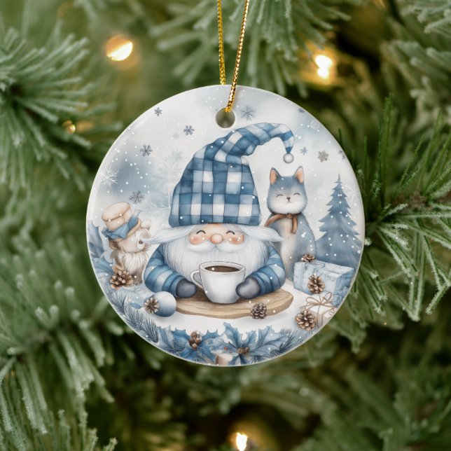 Blue Christmas Gnome  Julgransprydnad Keramik (Träd)