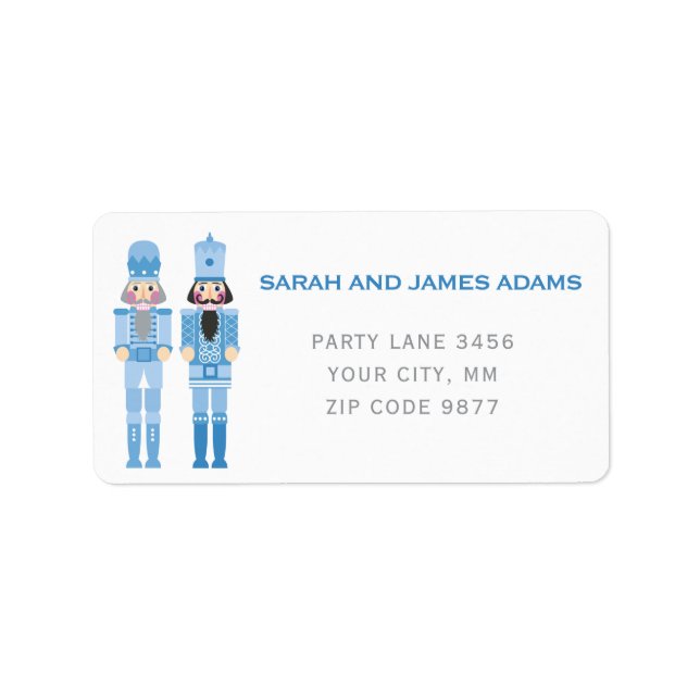 BLUE CHRISTMAS NUTCRACKER ADRESS STICKER ADRESSETIKETT (Framsidan)