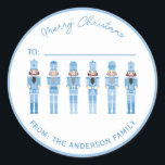BLUE CHRISTMAS NUTCRACKER GIFT STICKER RUNT KLISTERMÄRKE<br><div class="desc">Elegant blue Nutcrackers-samling</div>