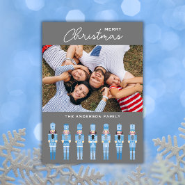 BLUE CHRISTMAS NUTCRACKER PHOTO GREETING CARD INBJUDNINGAR