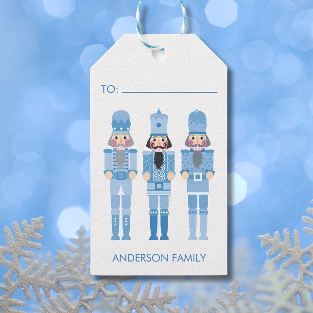 BLUE CHRISTMAS NUTCRACKER PRESENTETIKETT (Skapare uppladdad)