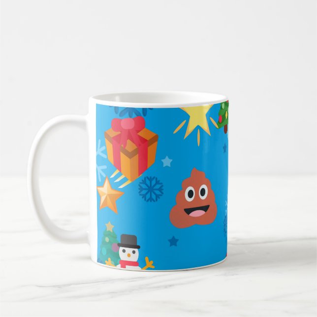Blue christmas poop emoji kaffemugg (Vänster)