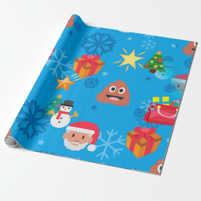 Blue christmas poop emoji presentpapper (Utrullad)