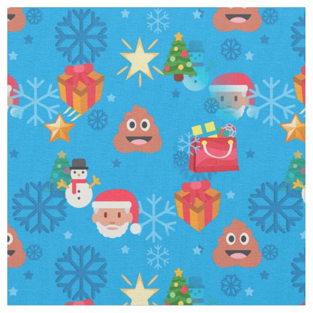 Blue christmas poop emoji tyg (Närbild)