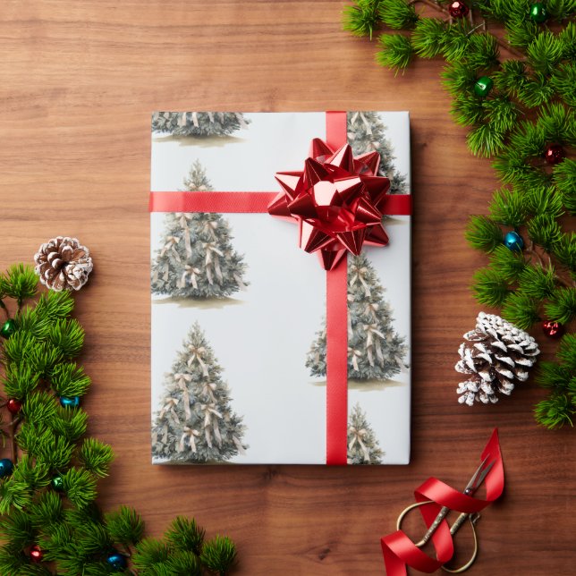 Blue Christmas Trees Presentpapper (Julgåva)