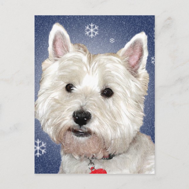 BLUE CHRISTMAS Westie Helg Vykort (Framsida)