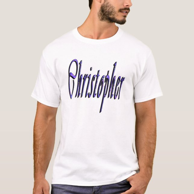 Blue Christopher Namn Logotyp Tee Shirt (Framsida)