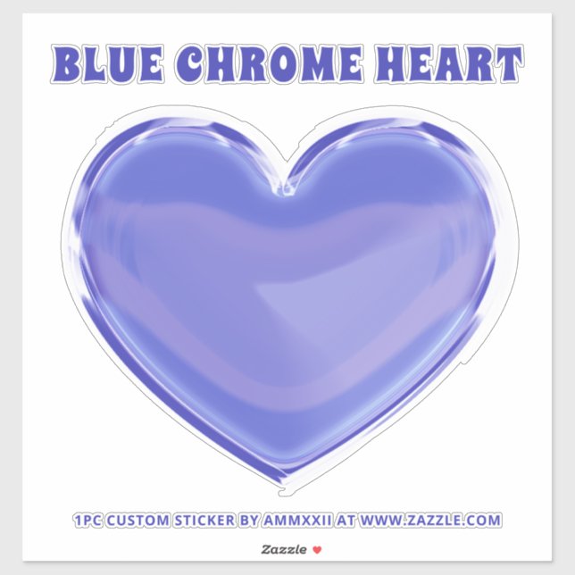 Blue Chrome Anpassningsbar Heart-märke Klistermärken (Ark)
