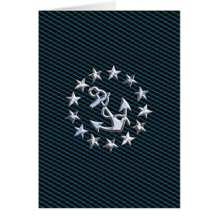 Blue Chrome like Yacht Flagga Automotive Grille Hälsningskort