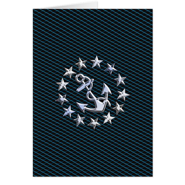 Blue Chrome like Yacht Flagga Automotive Grille Hälsningskort (Framsidan)