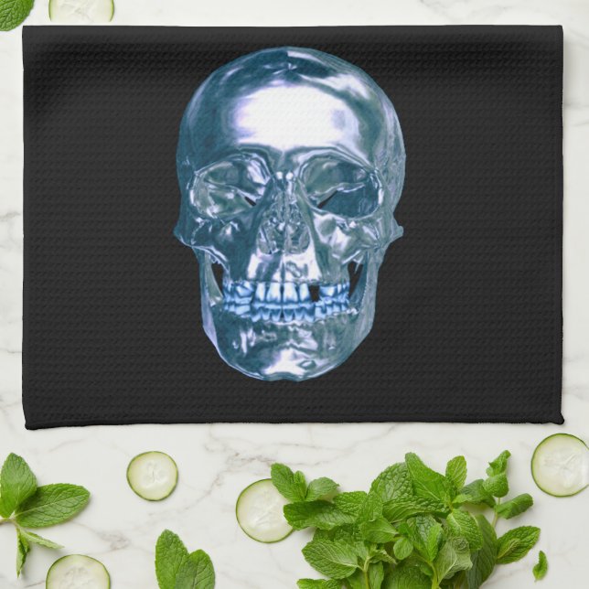 Blue Chrome Skull Kitchen Towel Kökshandduk (Vikta)