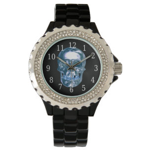 Blue Chrome Skull Watch Armbandsur