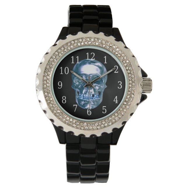Blue Chrome Skull Watch Armbandsur (Framsida)