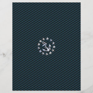 Blue Chrome Stil Yacht Flagga on Grille Print